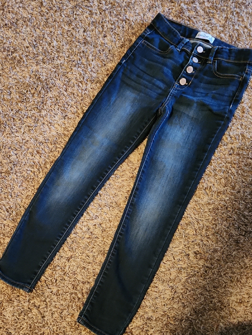 Jordache Dark Blue High-Rise Button-Fly Skinny Jeans